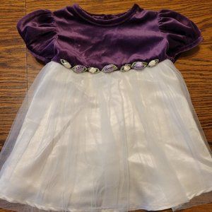 Rose Cottage Girls dress, size 12 months, purple with cream color